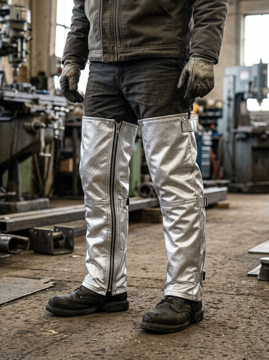 High-Rise Aluminized Kevlar Leg Guards: Full Lower-Body Protection Available at Next WheelHouse.