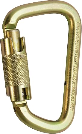 DEKABR Carabiner Heavy Duty, 45KN Twist Lock Steel Auto Locking Climbing Carabiner for Rock and Tree Climbing, Camping, Rappelling, Rescue and Mountaineering – ANAB Certified, Large, Gold