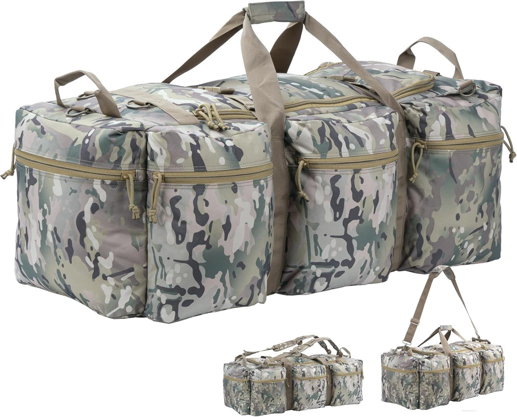 Large Military Duffle Bag Deployment Duffel Bag Sports Equipment Travel Luggage Bag with Detachable Backpack Straps