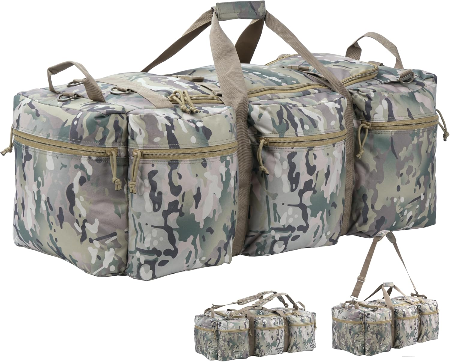 Large Military Duffle Bag Deployment Duffel Bag Sports Equipment Travel Luggage Bag with Detachable Backpack Straps