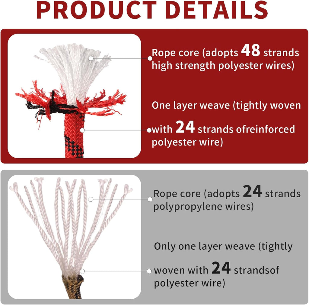5/8in Climbing Rope - Fall Prevention Rope, Arborist Rope Tree Rope for Outdoor Climbing Swing Sailing Halyard