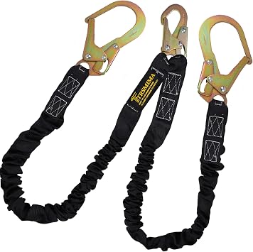 Double Leg Internal Shock Absorbing Fall Lanyards for Protection Climbing Tree Strap 6 FT with Rebar & Snap Hook