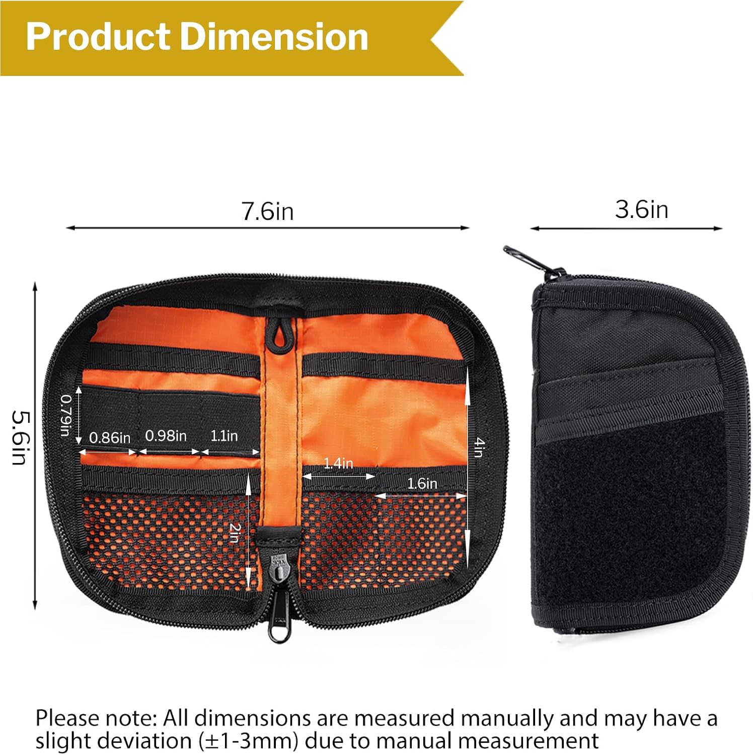 EDC Pouch Small Pocket Tool Pouch with 10 Compartments, Men's Pocket Organizer for Multitools, EDC Organizer with Patches Area for DIY