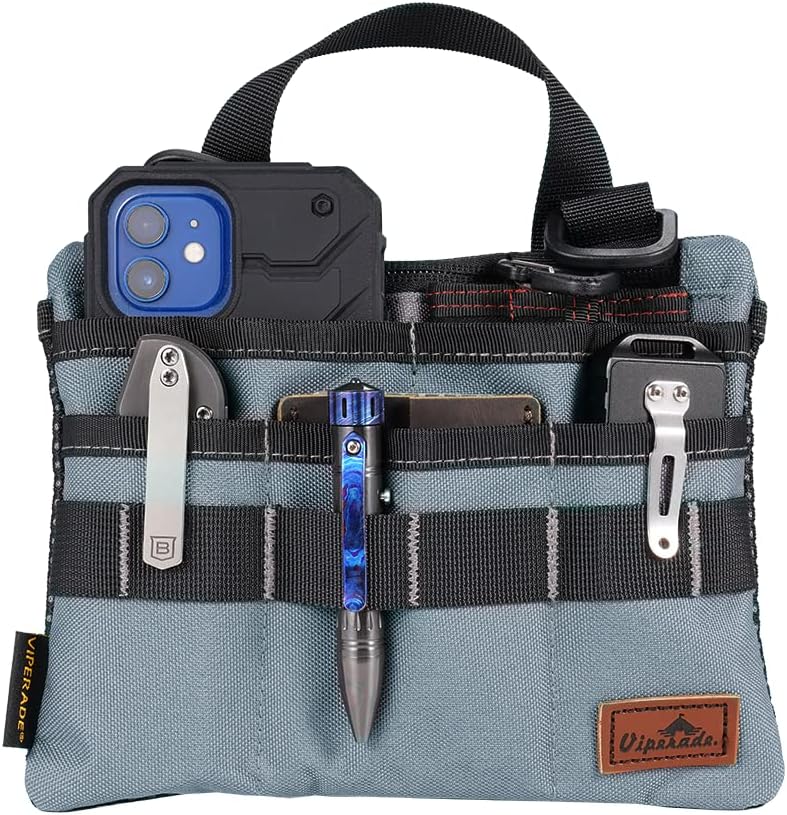 Slim EDC Pouch with 7 Pockets, Mens Pocket Organizer Multitool Pouch, Mini Crossbody Messenger Bag