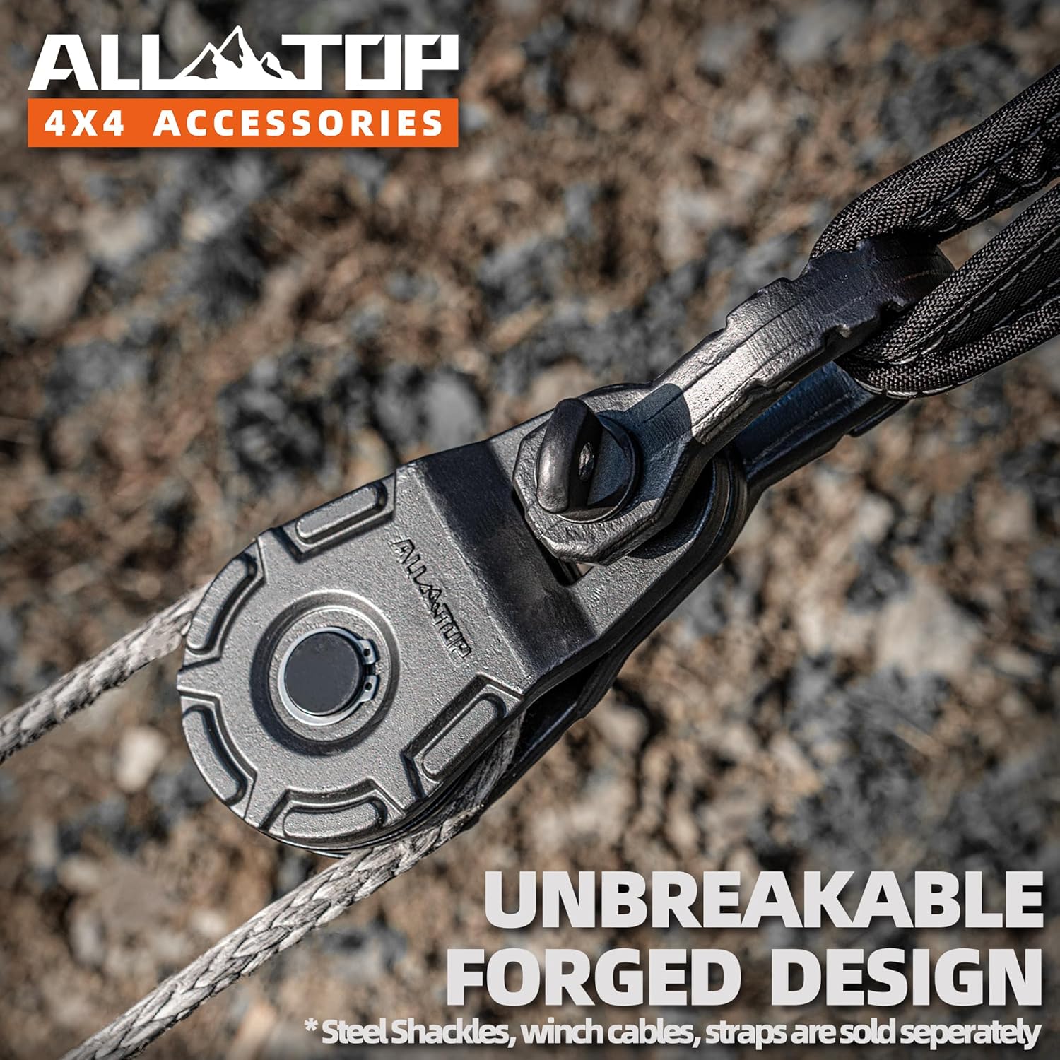 Forged Snatch Block (18 Ton Work Load) Extreme Recovery Winch Pulley System for Synthetic Rope or Steel Cable