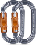 Auto Locking Climbing Carabiner Clips, Heavy Duty Asymmetrical Carabiner Connector Used for Rappelling Gear Rescue