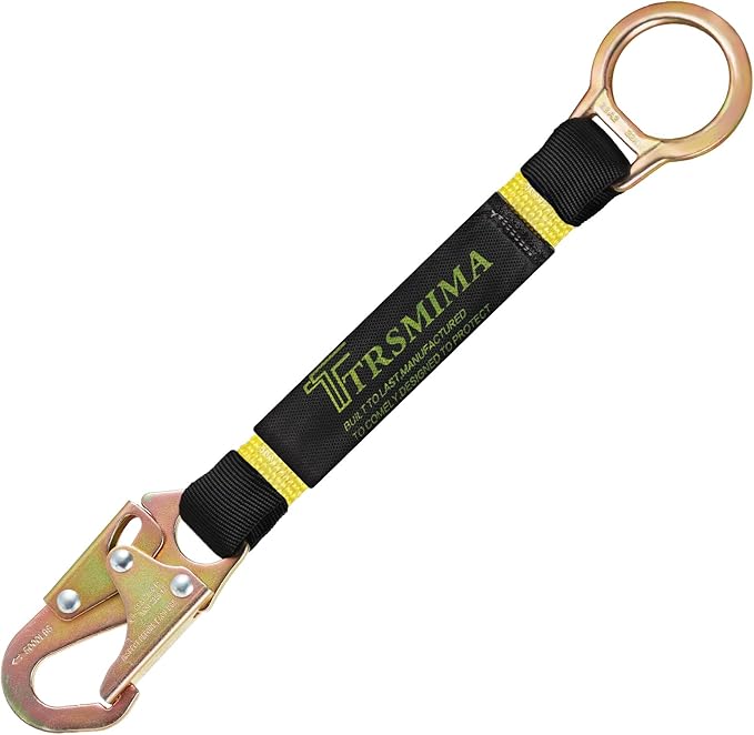 Safety Harness Extension Lanyard - 18”D-ring Extender Fall Protection Arrest System with Snap Hook Connector Ring