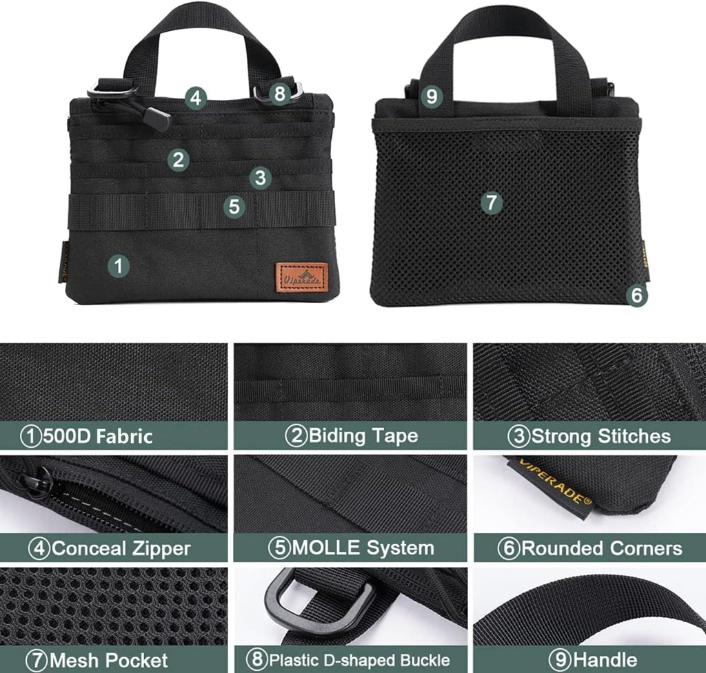Slim EDC Pouch with 7 Pockets, Mens Pocket Organizer Multitool Pouch, Mini Crossbody Messenger Bag
