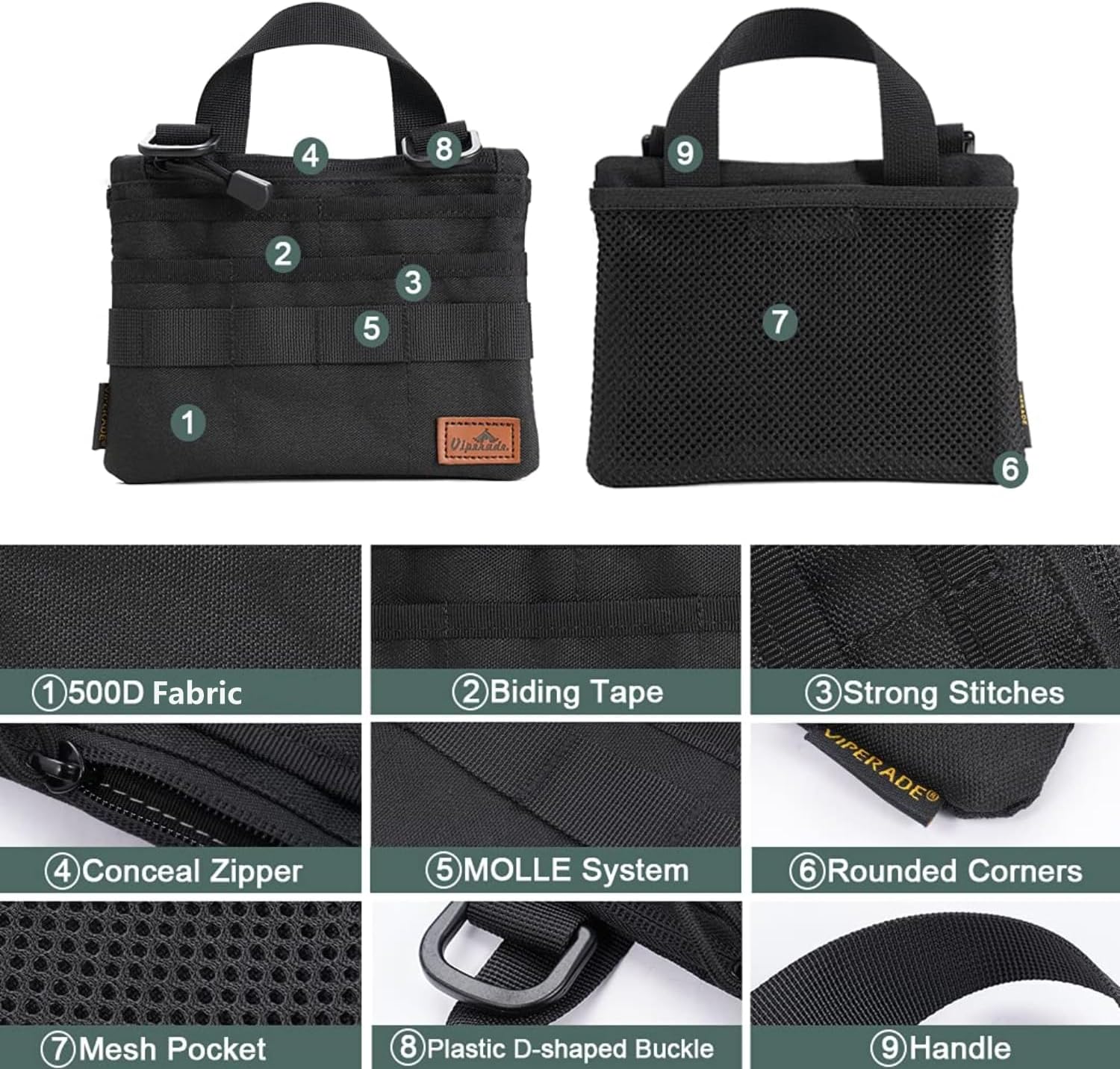 Slim EDC Pouch with 7 Pockets, Mens Pocket Organizer Multitool Pouch, Mini Crossbody Messenger Bag