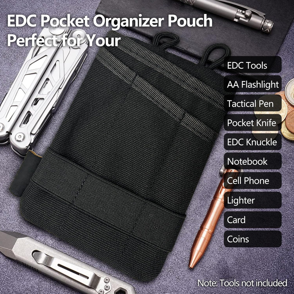 Small EDC Pocket Pouch - EDC Organizer Pouch with 4 Pockets for Men, Mini Pocket Tool Pouch for Knife/Flashlight/Tactical Pen - Men's Mini Tool Pouch