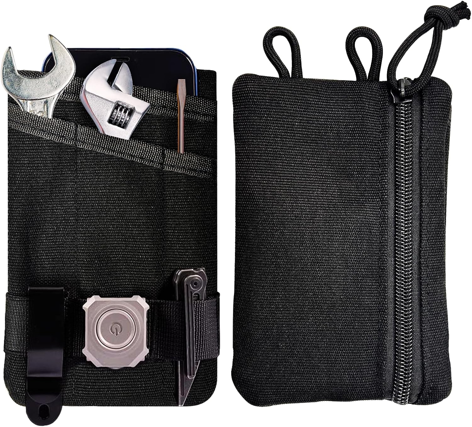 Small EDC Pocket Pouch - EDC Organizer Pouch with 4 Pockets for Men, Mini Pocket Tool Pouch for Knife/Flashlight/Tactical Pen - Men's Mini Tool Pouch
