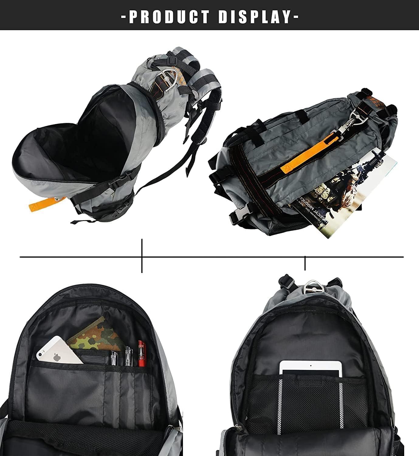 Tactical Flight Backpack, Lightweight Parachute Pack for Travel | MOLLE webbing expands carry options, with large storage for outdoor, camping, hiking, and daily gear