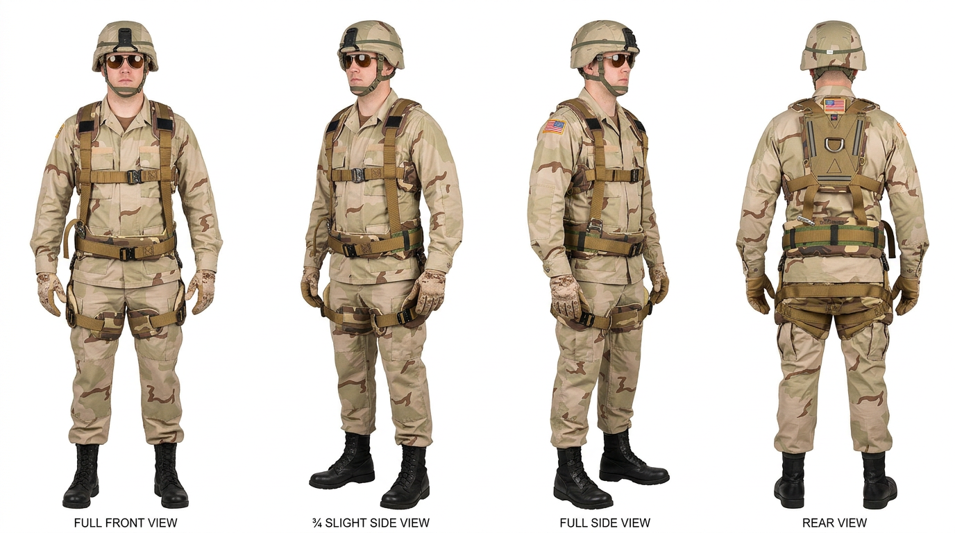 Tactical StormWalker  X- style Load Bearing Body Harness with Fall Protection & Spreader bar for Rappelling