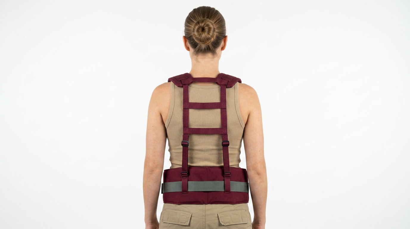 The Ravin Load‑Bearing Backbrace Harness combines a heavy‑duty padded back brace belt with a fully integrated H‑harness suspender system