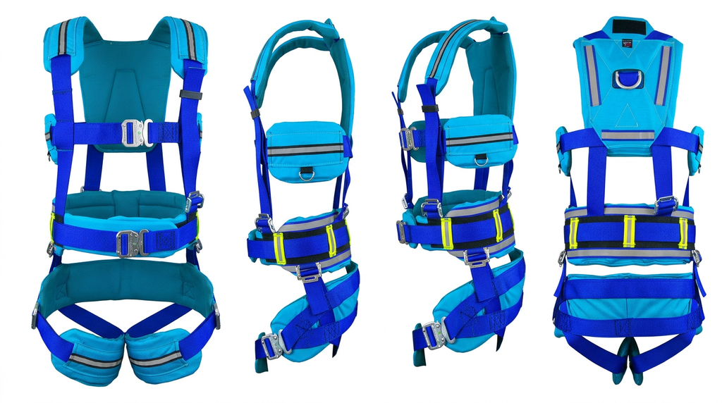 Arborist Load‑Bearing Harness with X- style Load Bearing Body Harness with Fall Protection & Spreader bar for Rappelling Spreader Bar & Adjustable tool lanyard.